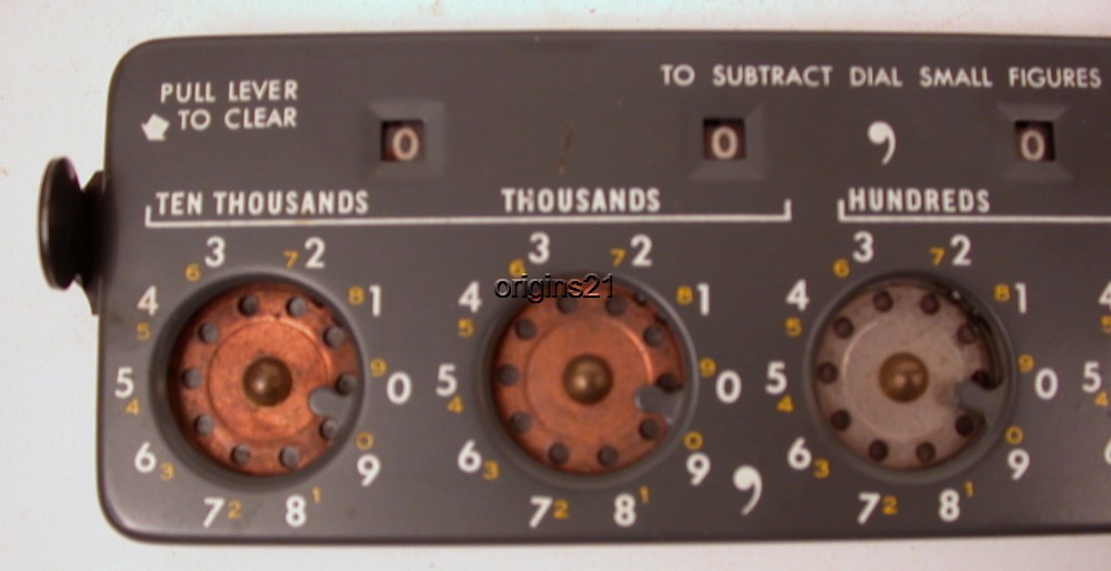 Lightning Adding Machine Co bakelite stand Science Math 7 wheels 0 mechanism