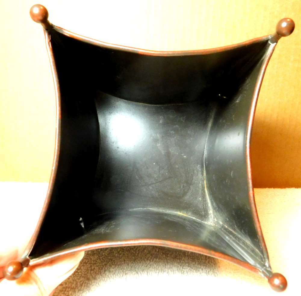 Telefloral Gift~Square Metal Footed Brown Solid Planter Vase