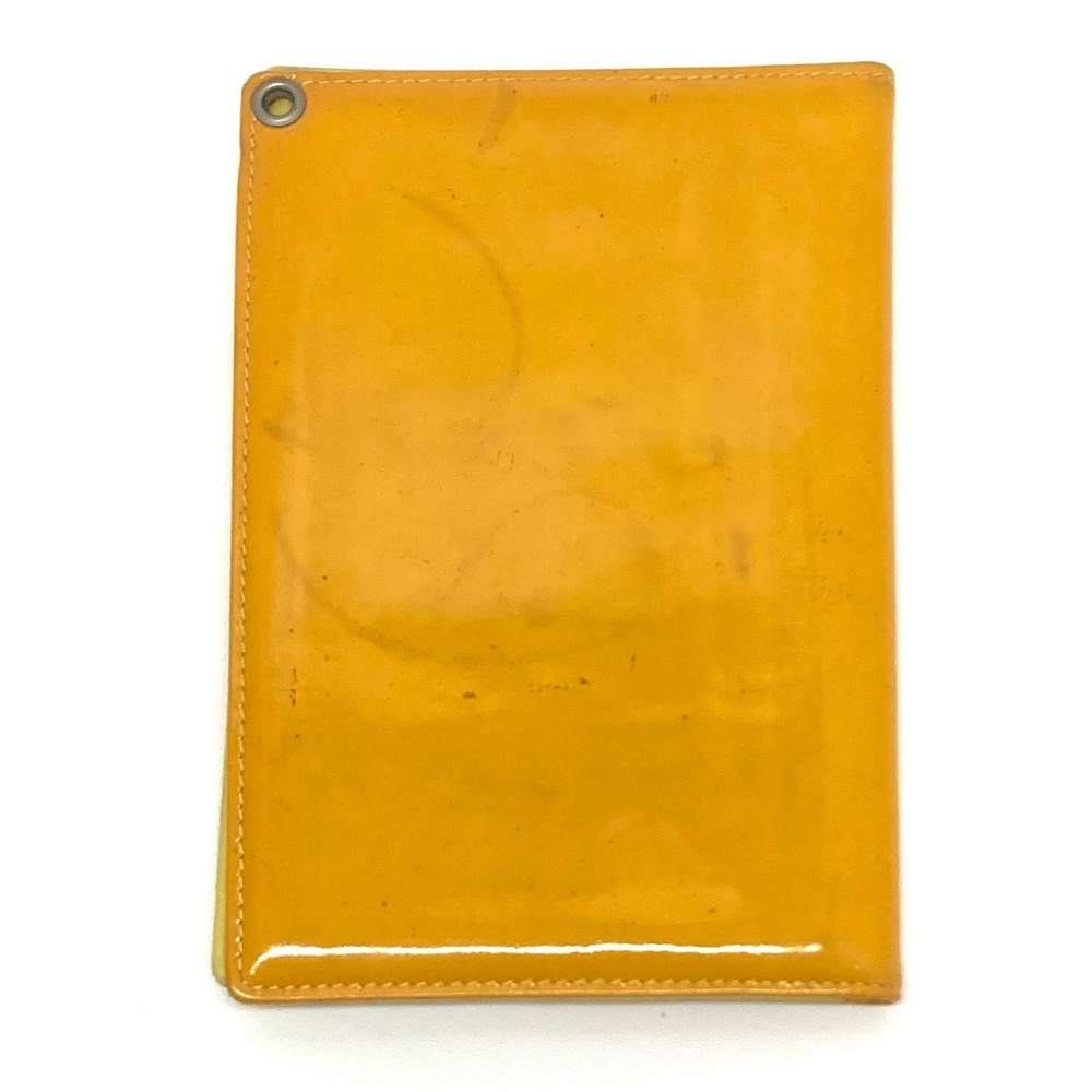 ◆CHANEL◆ Coco Mark Enamel Leather Card Case Yellow