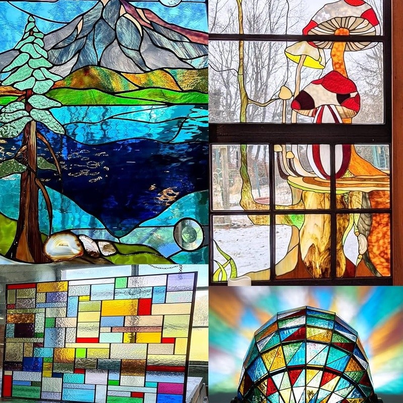 Assorted Colored Stained Glass Sheets Value Pack Mosaic Crafts Projects New
