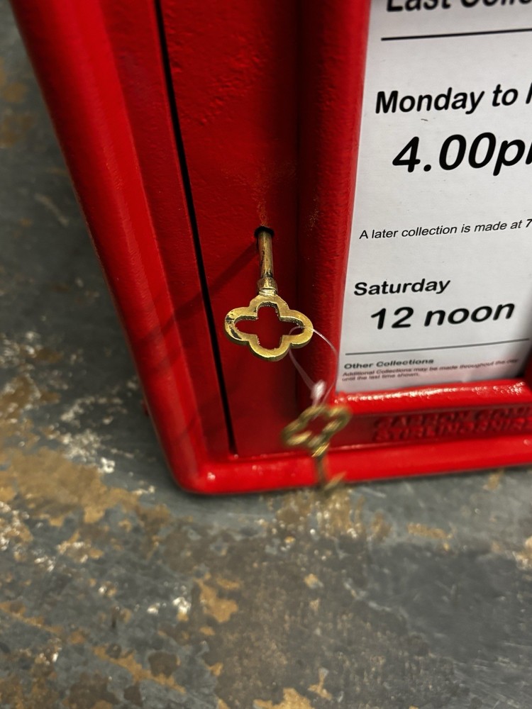 Metal Post Box. Bright Red, Comes With 2 Keys.