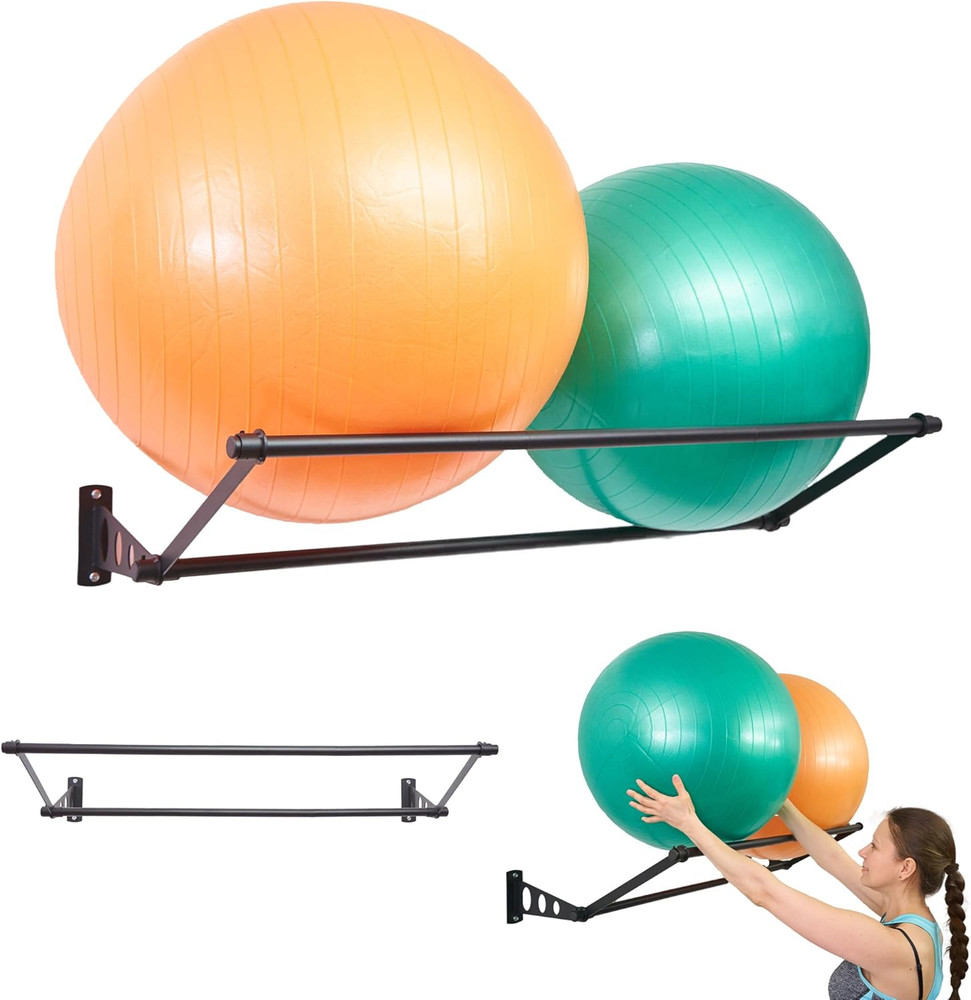 Wall-Mounted Exercise Ball Holder | Space Organizer for Home & Gym