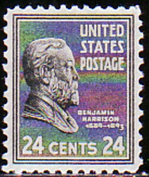#828 HARRISON PREXY. EXTRA FINE 1. NEVER HINGED ORIGINAL GUM.