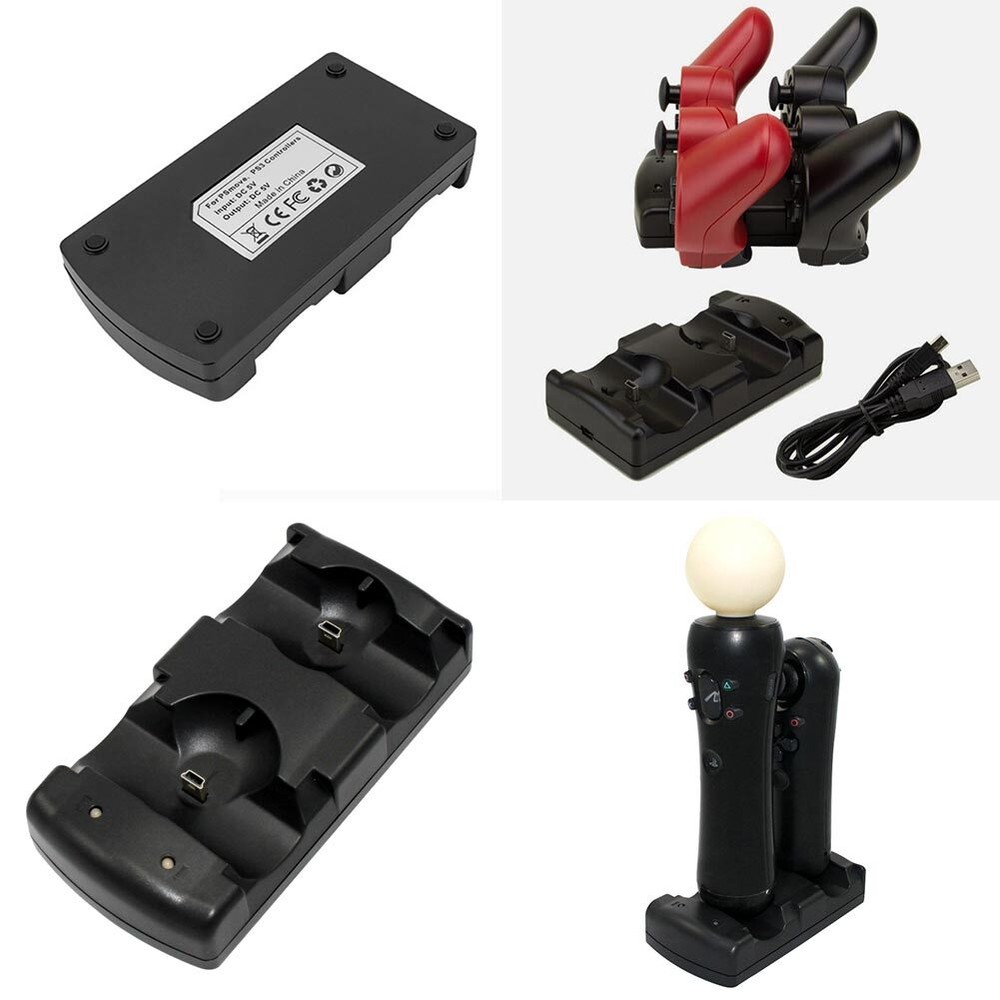 US 2 Pack PS3 Controller USB Dual Charger Charging Dock Station for Sony PS3