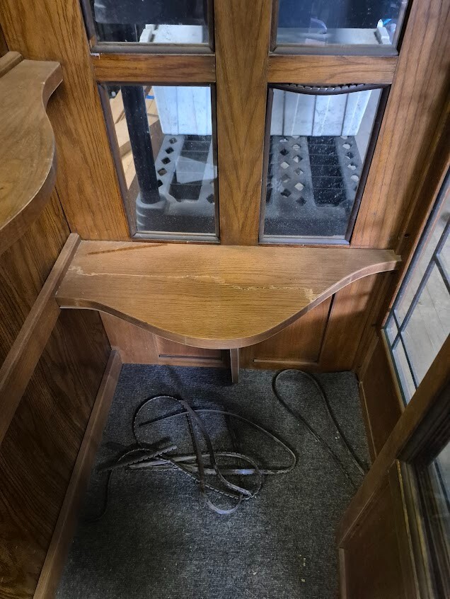 Antique Solid Oak with Leaded Glass Panel Hotel Phonebooth
