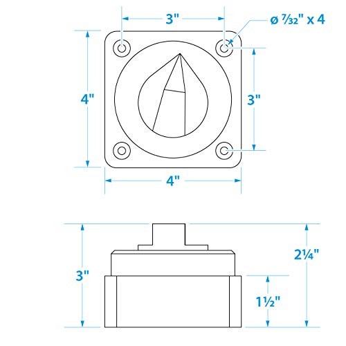 Seachoice Battery Select Switch Compact Disconnect Isolator Cutoff 12-50V
