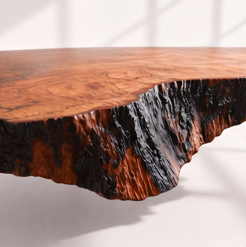 Modern Rustic Solid Wood Vanity - Natural Live Edge Bathroom Sink Console