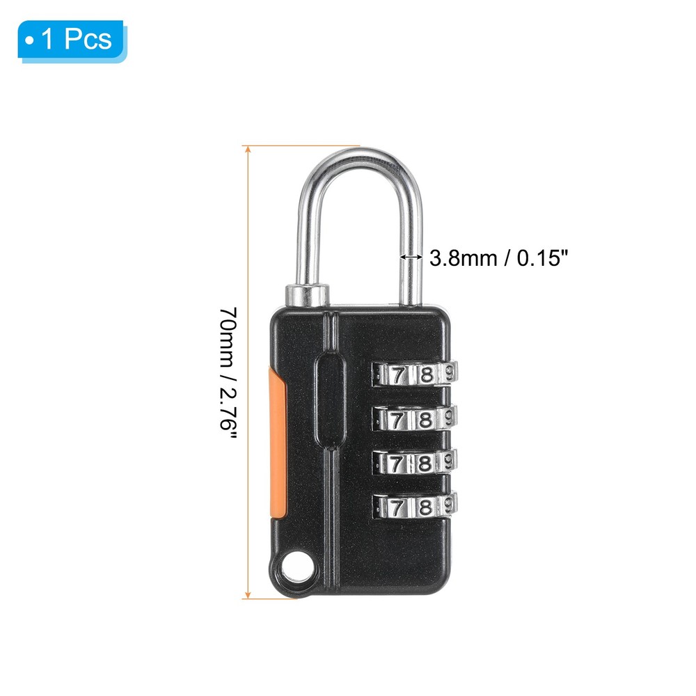 1Pcs 6.5Ft 4Digit Security Cable Padlock DIY Combination Lock Black