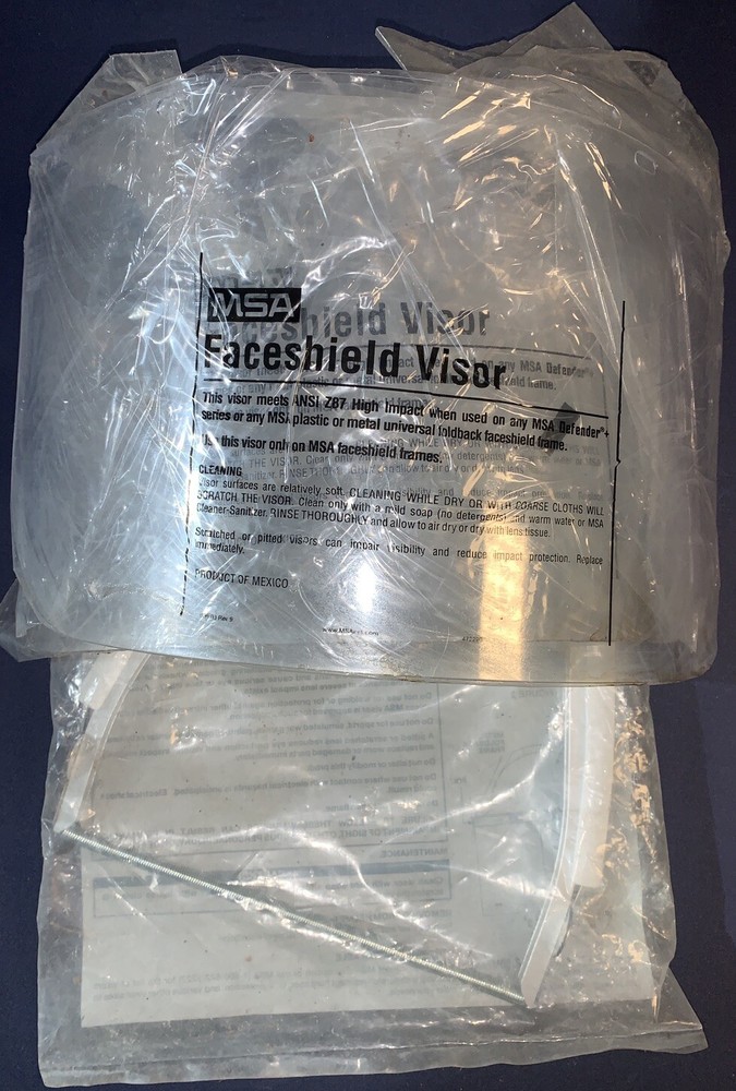 3 Pcs: 1 X MSA Metal Foldback Faceshield & 2 X Clear MSA Faceshield Visors