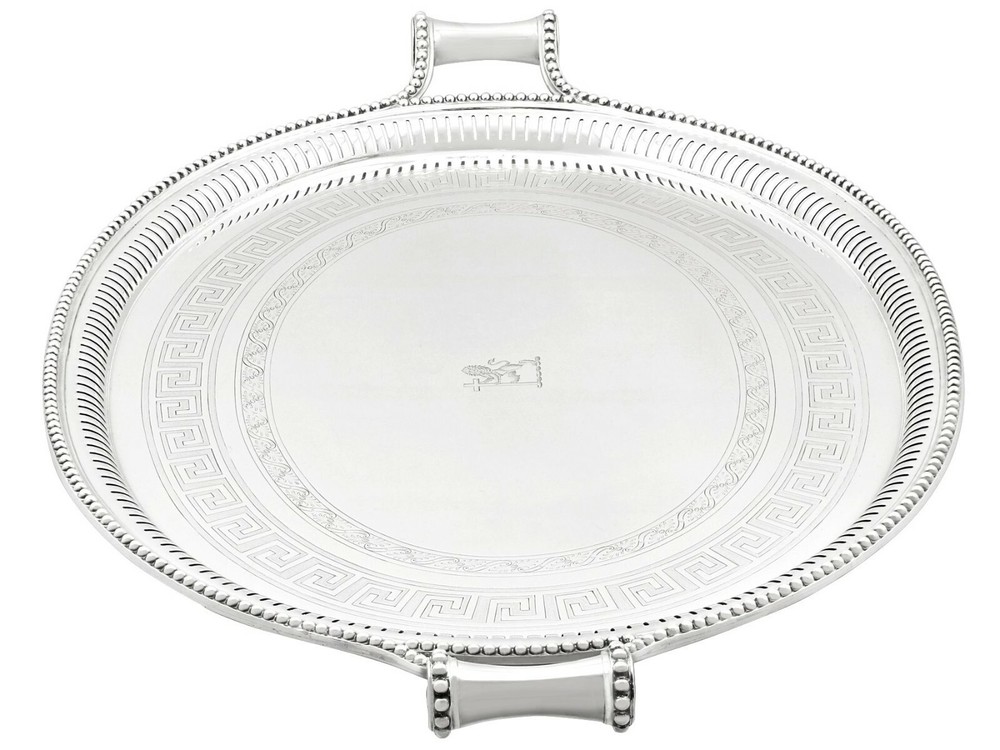 Antique Victorian Sterling Silver Tea Tray 1850