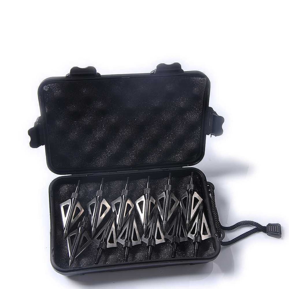 12pcs 3 Fixed Blade Archery Hunting Broadheads 125 Grain with Case Arrow Head