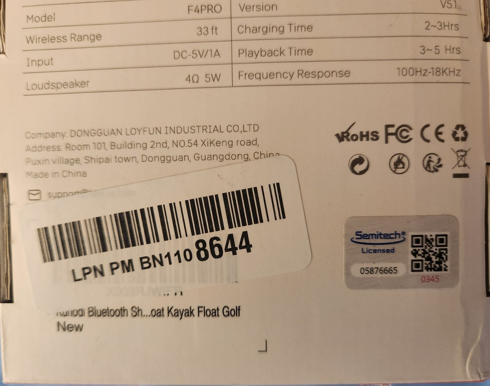 New, KUNODI Waterproof Bluetooth Speaker w/Suction Cup