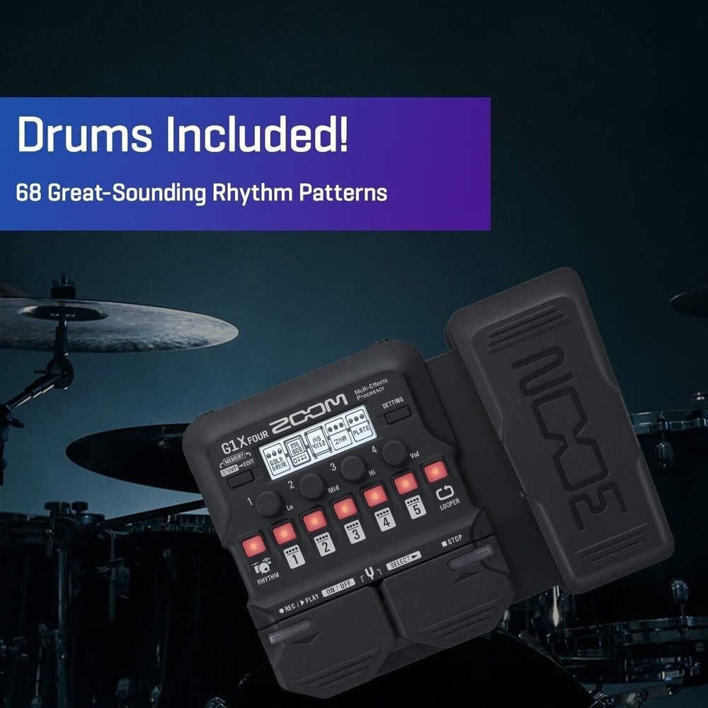 Zoom G1X FOUR Guitar Multi-Effects Processor with Expression Pedal, With 70+ ...
