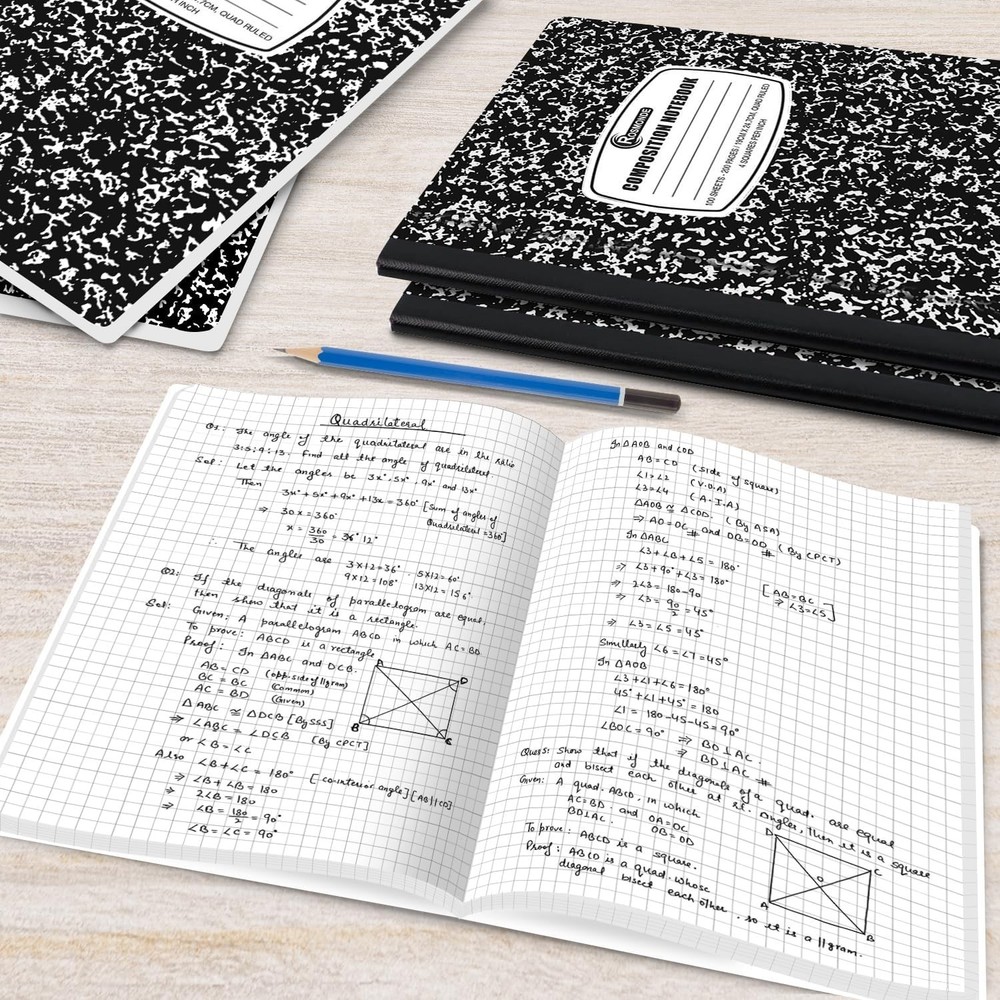 Rosmonde Graph Paper Composition Notebook, 5 Pack, 200 Pages (100 Sheets), Qu...