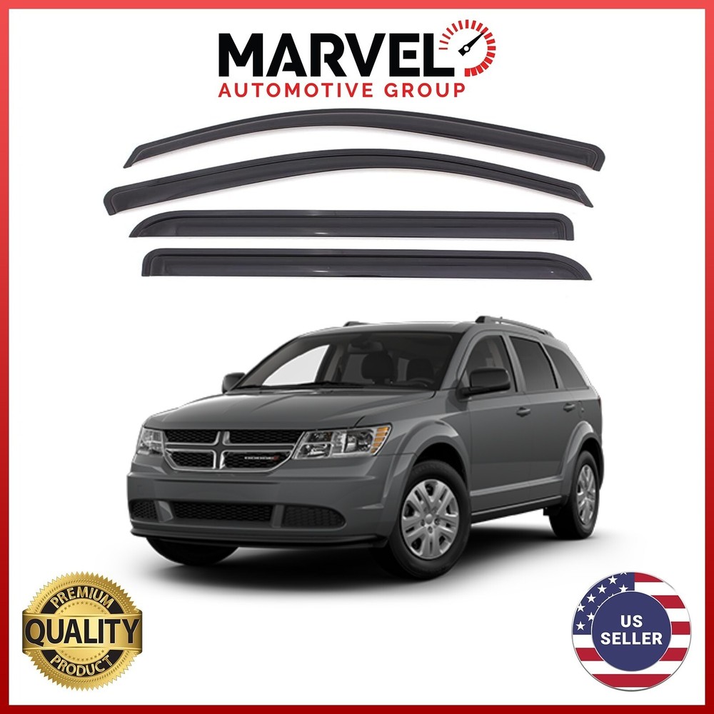 For Dodge Journey 2009-2020 Black Window Vent Visor Rain Guards Deflectors