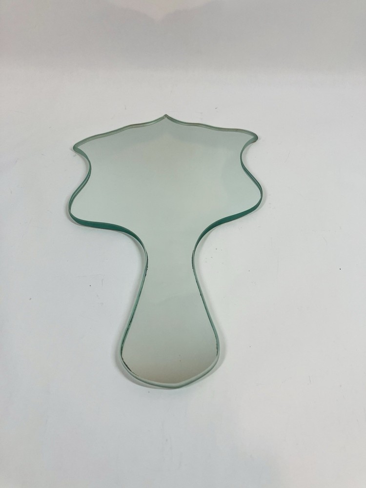 Handmade Glass Hand Mirror Unique Shaped Handle Vanity Accessory Princess