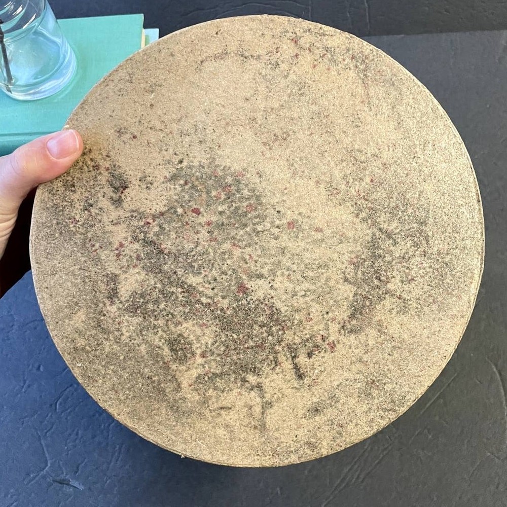 Vintage Hand Painted Cylinder Box Cardboard