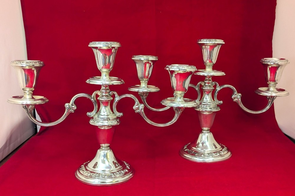 Gorham Sterling Silver Candle Holders #1129, 9''High X 12''Wide