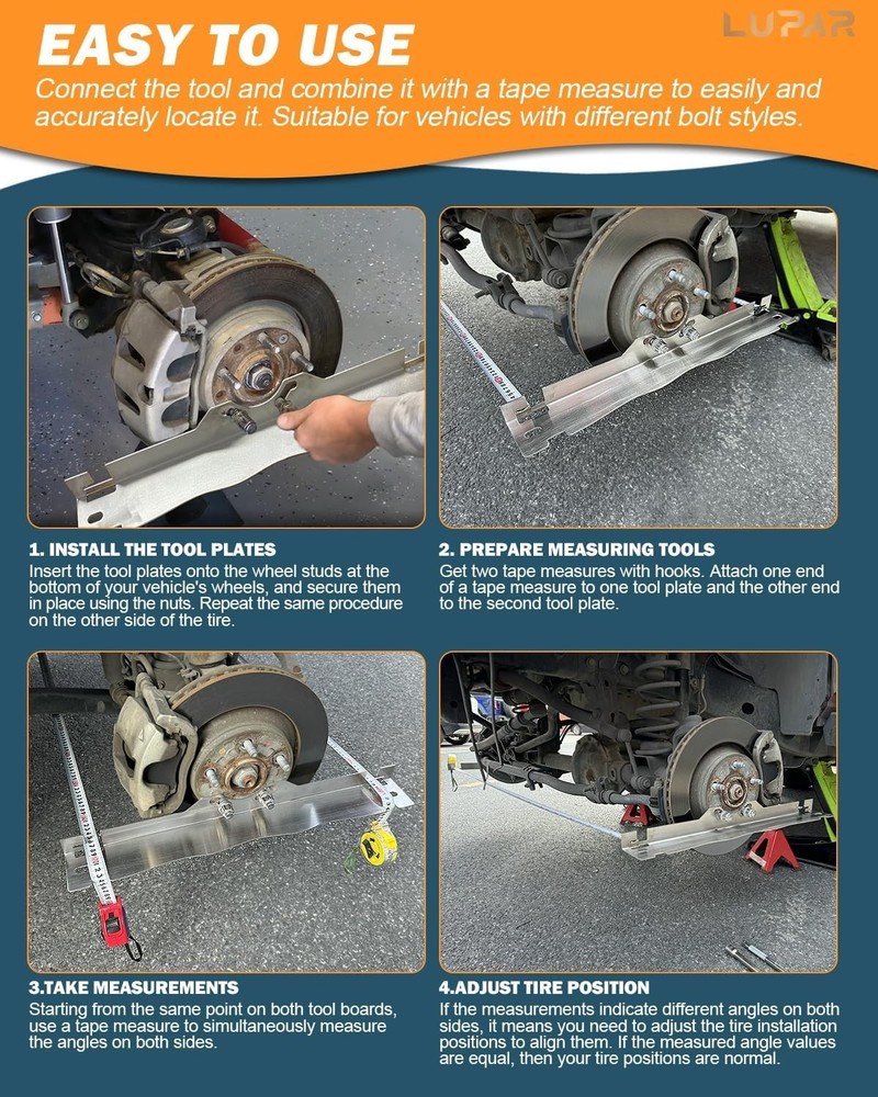 Heavy Duty Toe Alignment Tool Plates, Upgrade Stainless Steel Wheel Alignment...