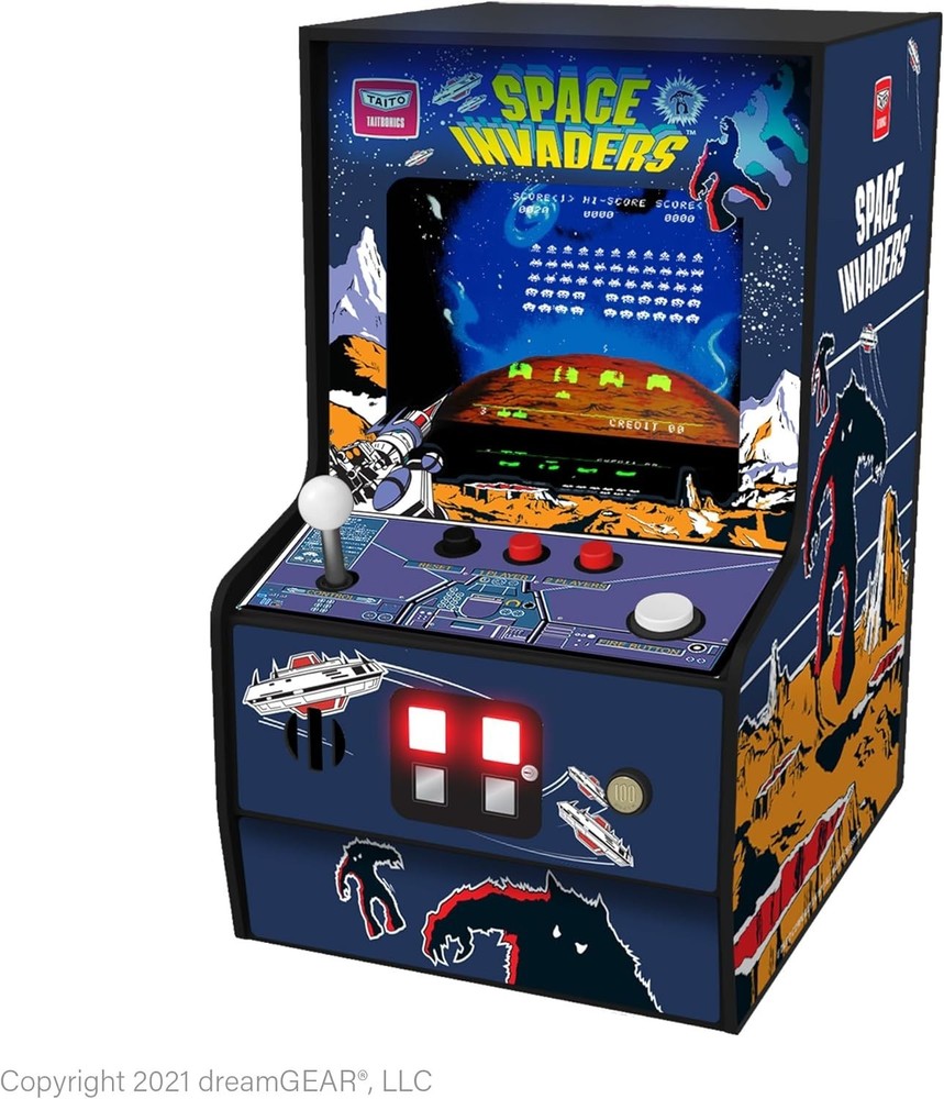 Space Invaders Mini Arcade Machine - 6.75" LED Screen, Fully Playable Retro Game