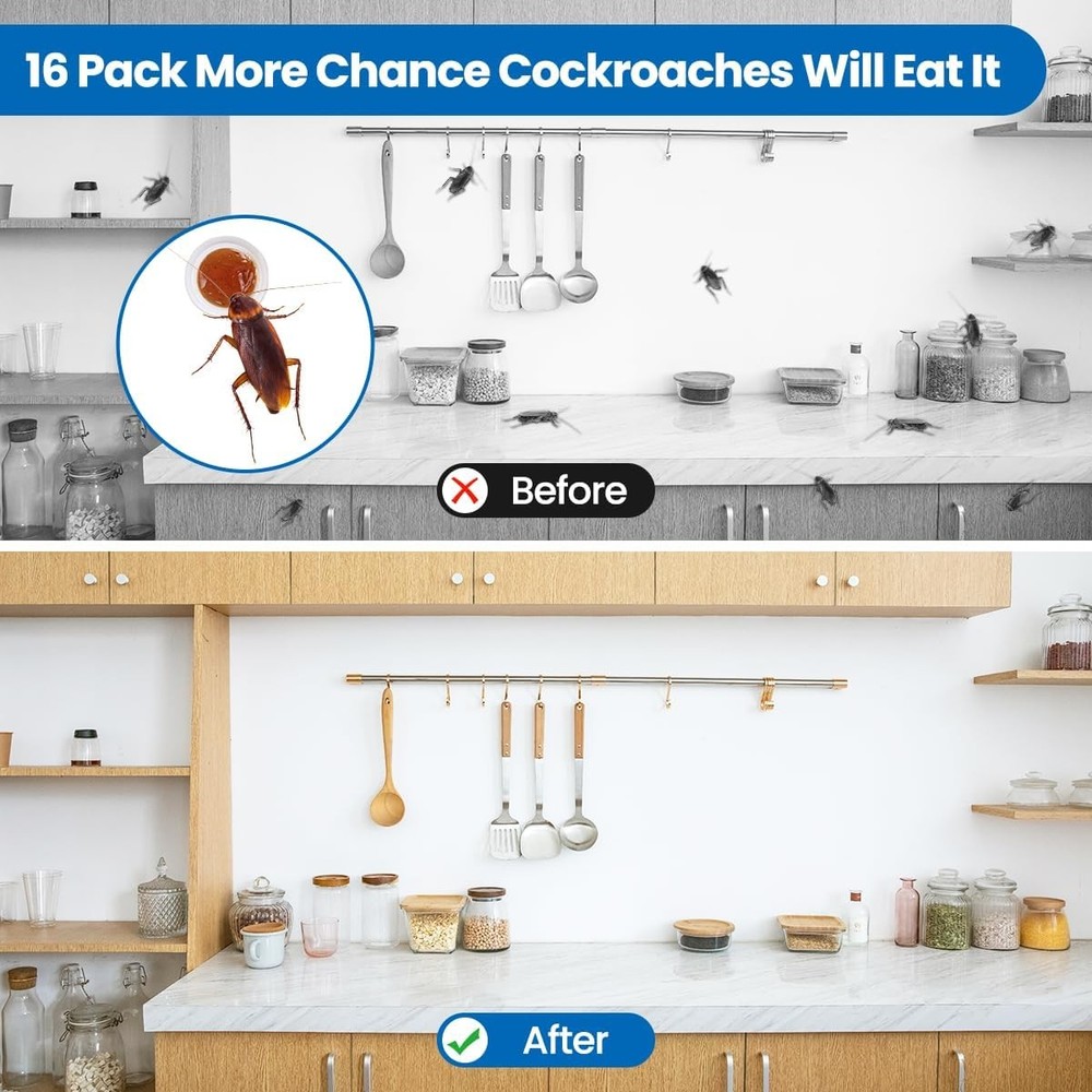 16 Pack Roach Killer Cockroach Traps for Indoor & Outdoor Infestation Control US