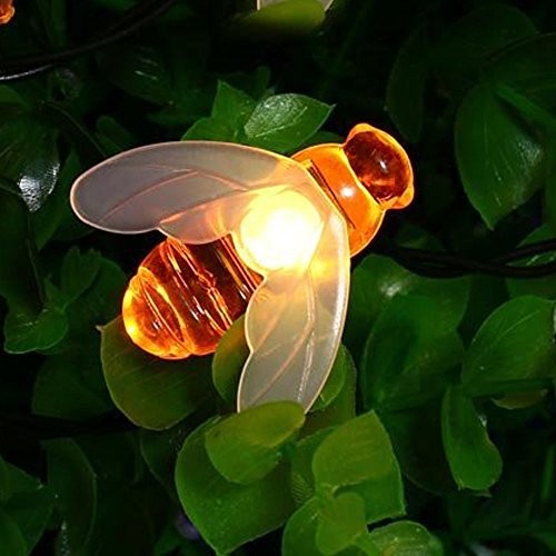 Plug-in Bee String Lights, 33Ft 100 Led Bee Shape Fairy Lights 8 plug 100leds