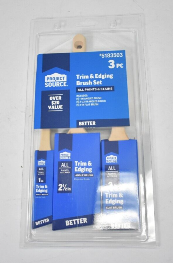 Project Source 3 Pack Better All Paints & Stains Flat/Angle Brush Set Kit