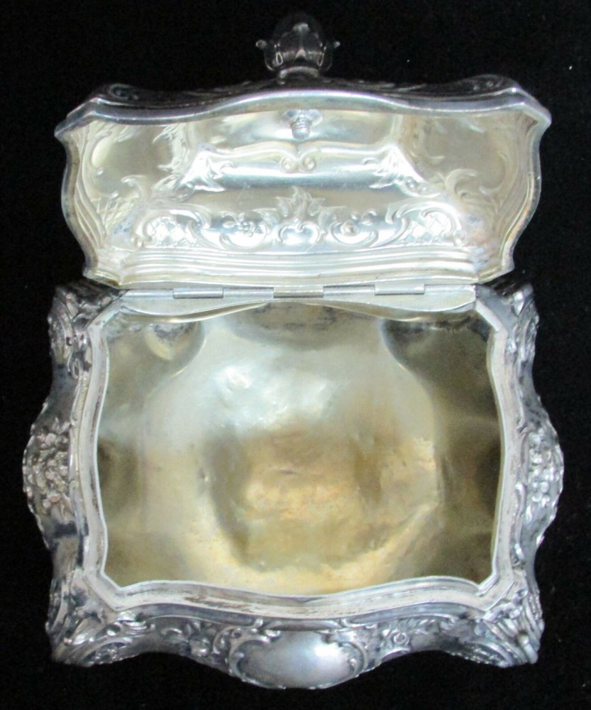 CIRCA 1880's GERMAN CONTINENTAL SILVER TEA CADDY 5 1/2" BOX