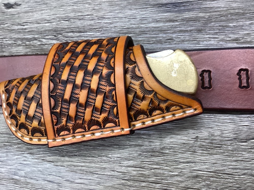 Leather Folding Knife Sheath Horizontal Buck 112 Size (Sheath Only)