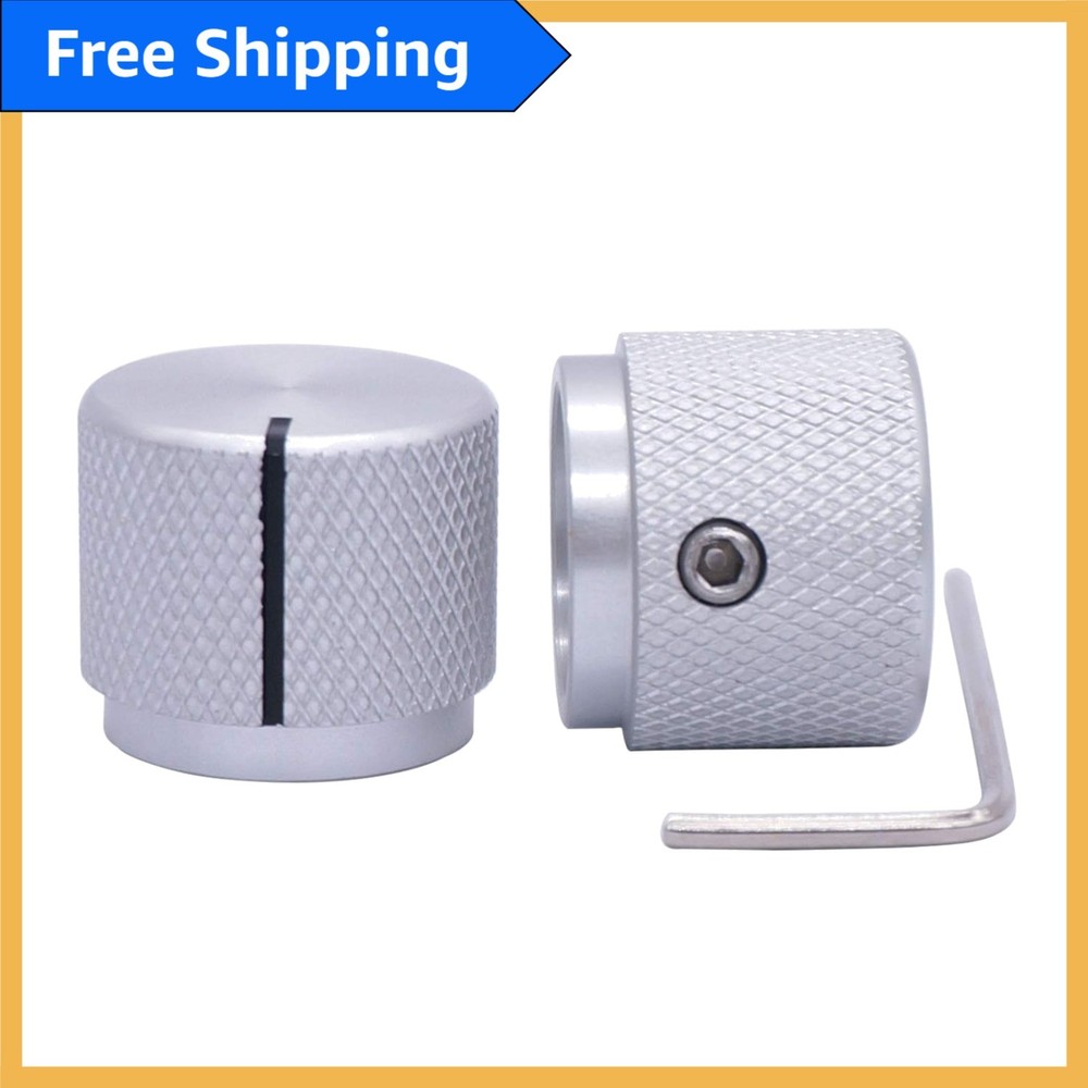 2pcs Silver Aluminum Rotary Control Knobs for 6mm Shafts - Durable & Precise