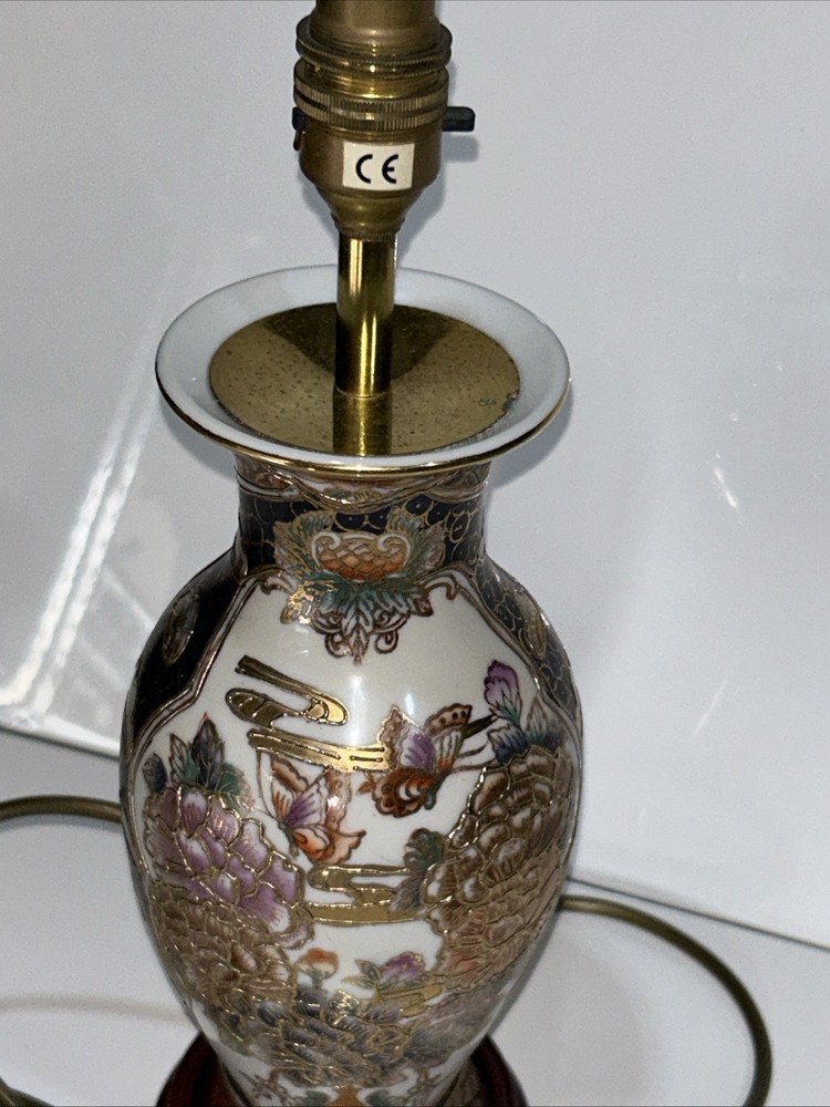 Vintage Ceramic Table Lamp Old Lighting Light Asian Oriental Style