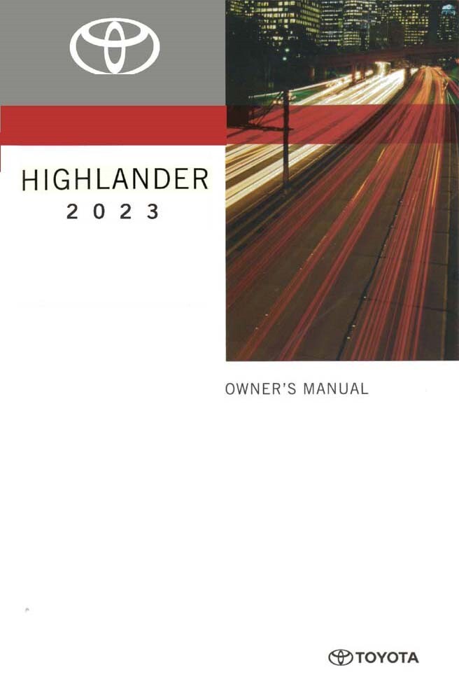 2023 Toyota Highlander Owners Manual User Guide