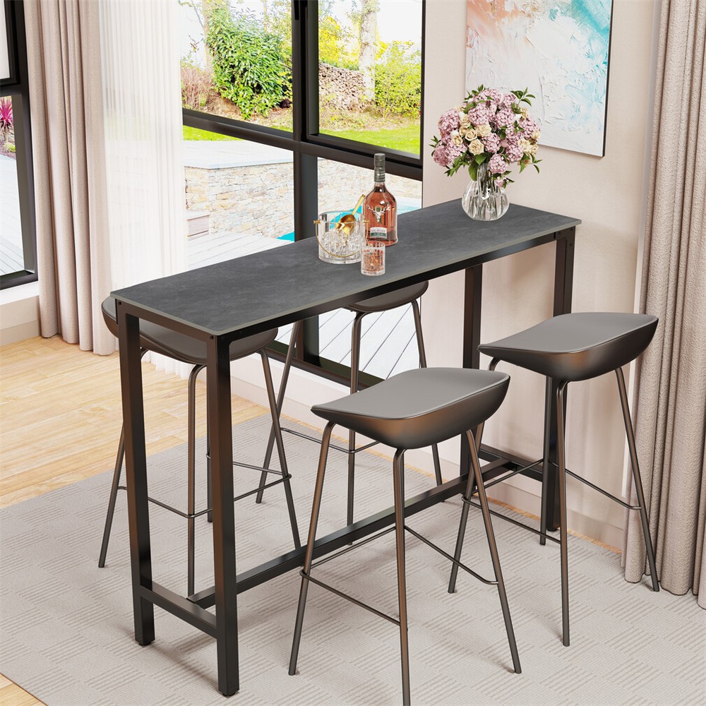 Heavy Duty Marble Bar Table Antirust Dining Console Table for Coffee Workstation