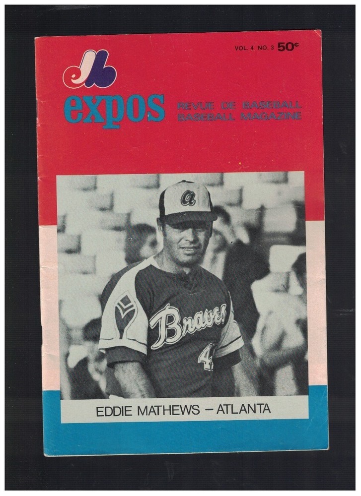 1972 Montreal Expos vs Braves Baseball Scorecard Program 8/20/1972