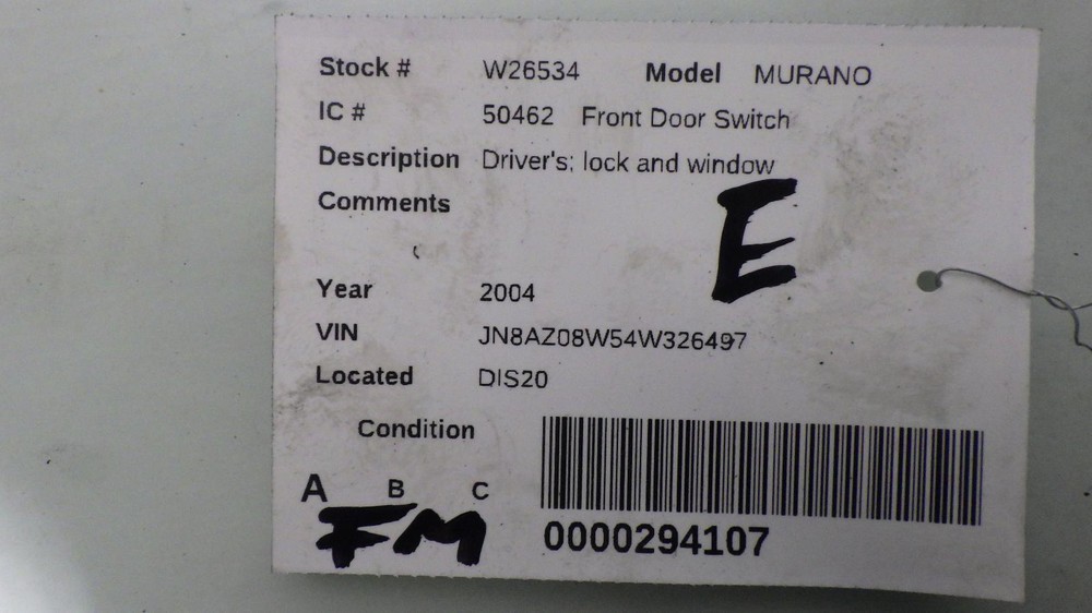 04 NISSAN MURANO Front Door Switch