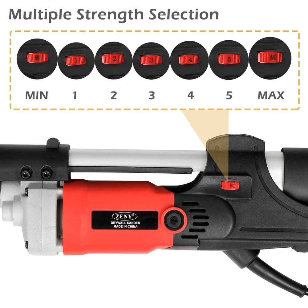 Drywall Sander 800W Commercial Electric Adjustable Variable with 6 Sanding Disc