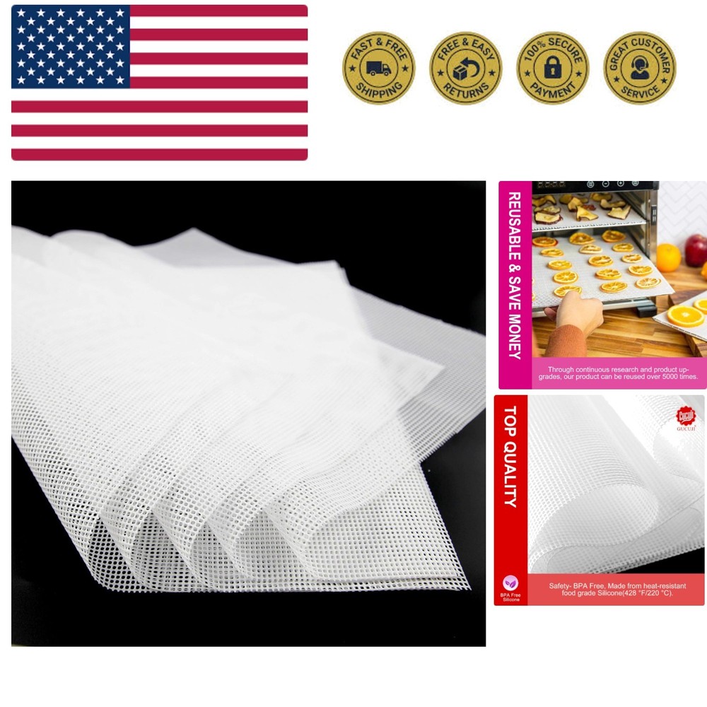 Pack of 5  Non Stick Silicone Dehydrator Sheets for Fruit Dryer Mesh