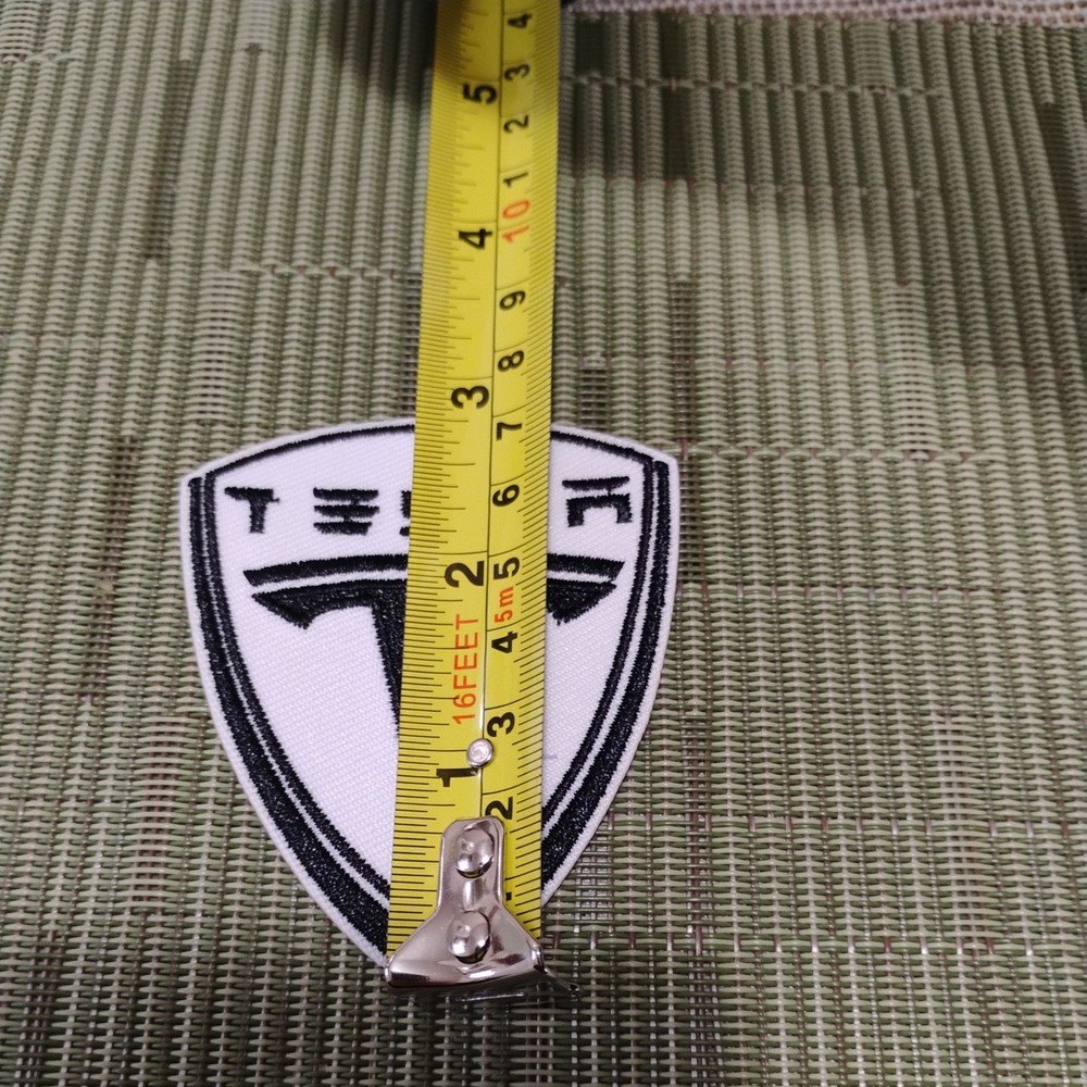 Tesla Shield Iron On Embroidered Black & White Patch