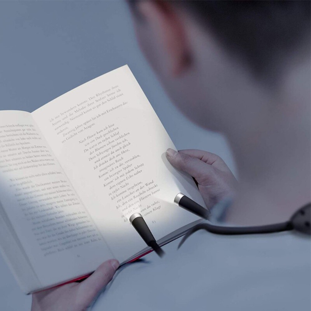 USB Rechargeable LED Neck Light Book Light Hands-Free Design for Reading in Bed