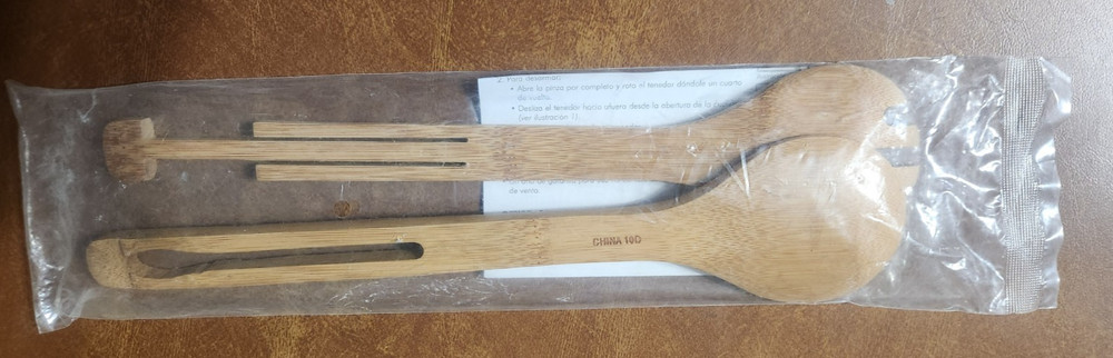 Pampered Chef Interlocking Bamboo Serving Tongs #2297 New