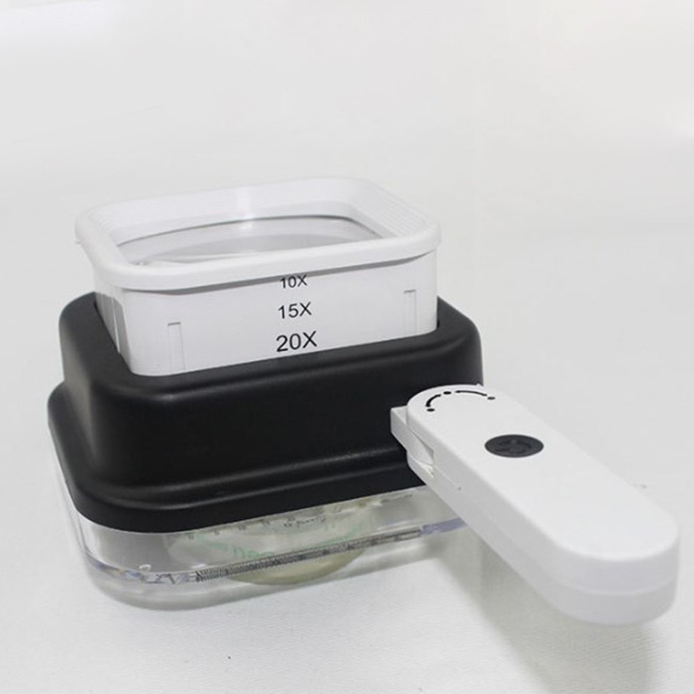 Poor Light Conditions Folding Magnifier Detachable Scale Built-in LED Lighting