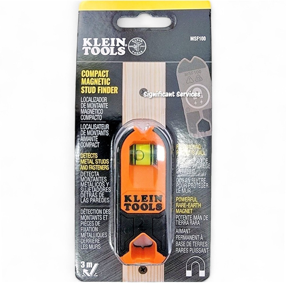 Klein Tools Compact Magnetic Stud Finder MSF100 Detects Metal Studs & Fasteners