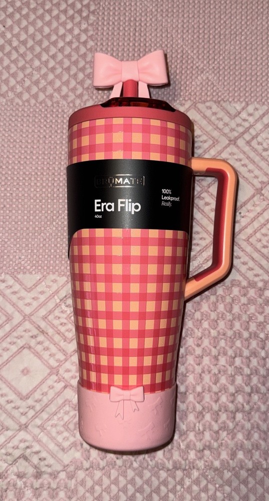 Brumate 40 Oz Era Flip - PEACH GINGHAM Accessories included. Ships quick