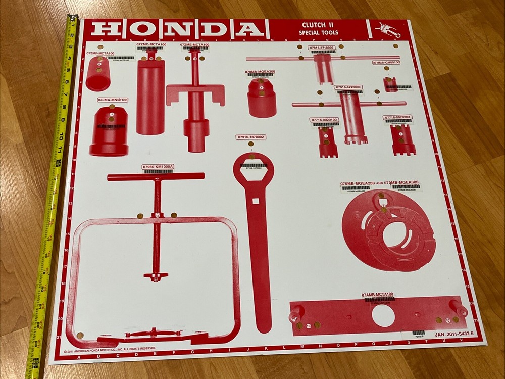 Honda Clutch 2 Special Tools Display Sign For Peg Board