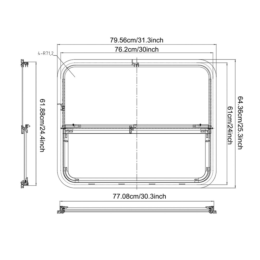 RV Window Rectangular Vertical Slide Window Venting Window Clip-on Mounting