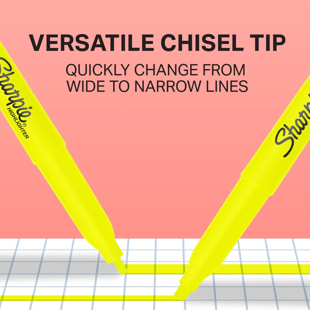 Sharpie Pocket Style Highlighters, Chisel Tip, 12 Count (Pack of 1), Yellow