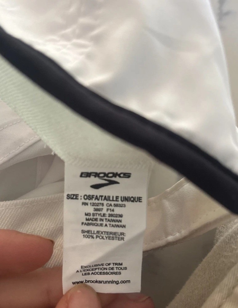 Brooks Running Hat Cap Ultra Light White Adjustable OSFA Sun Block Quick Dry