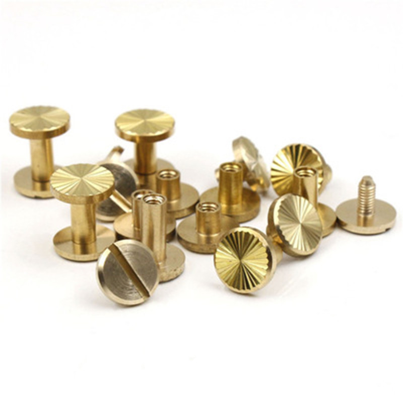 Solid Brass Chicago Screw Nail Leather Rivet Button Stud Binding Book Album 10mm