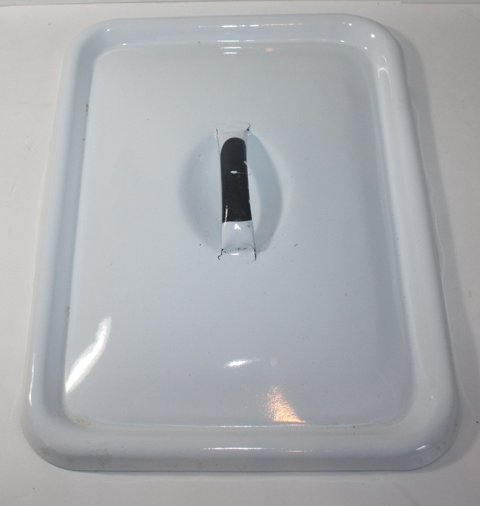 White Enamelware Replacement Lid Rectangle 11.75X8.75
