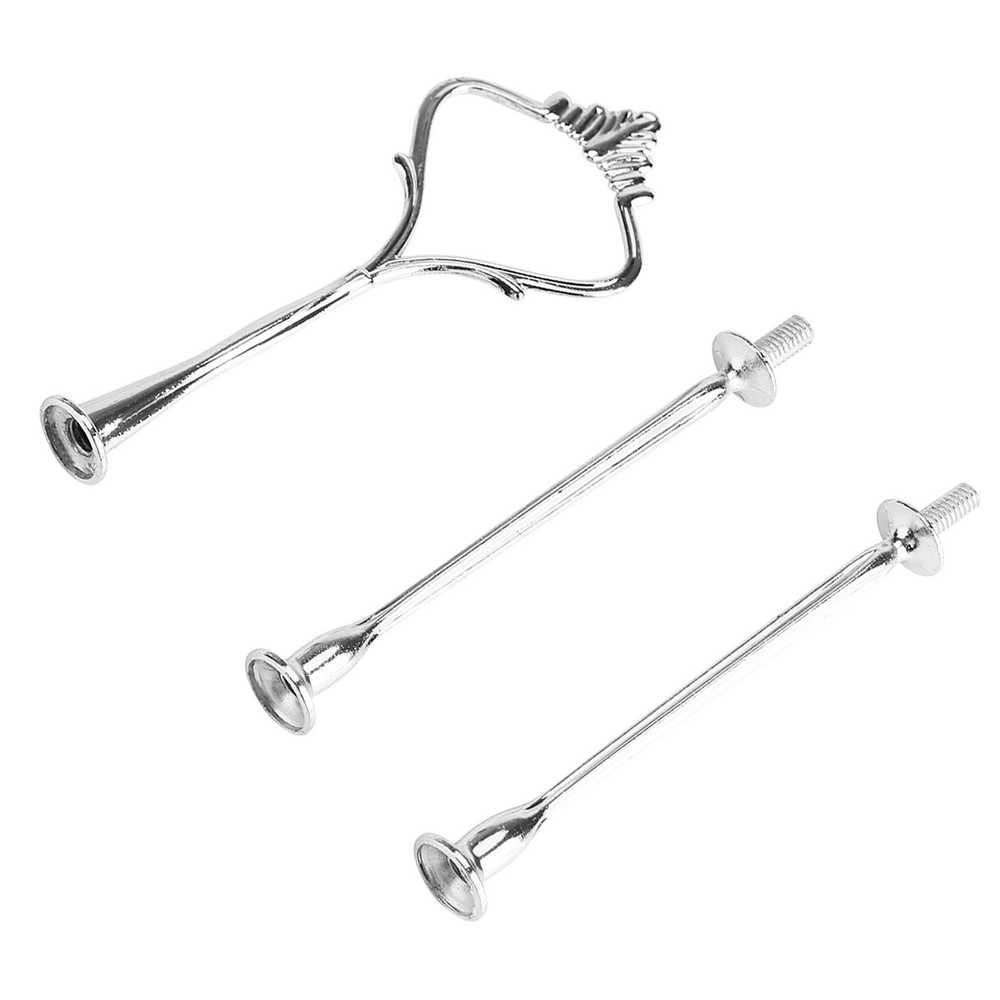 (3tiers Crown Silver)Multi Tiers Cake Tray Stand Handle Fruit Plate Hardware WT